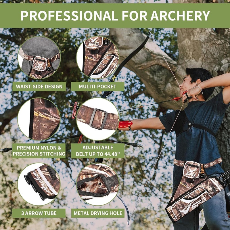 SP.G Arrow Quiver Archery Hip Quiver, Durable Adjustable Waist Belt Three Arrows Tube for Arrow Storage Compound Bow Recurve Bow Accessories - Image 5